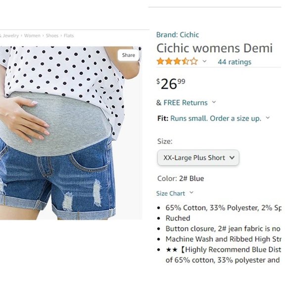 CICHIC Distressed Denim Maternity Shorts NEW WITH TAG! - Picture 7 of 8
